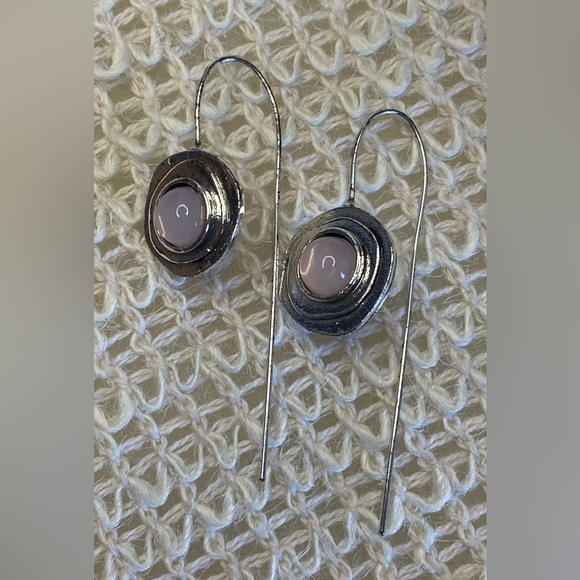 Pink Rhinestone Earrings - Picture 2 of 2